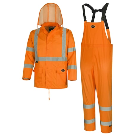 Pioneer Oxford PVC Hi Viz Rain Suit, Orange, Small, 150 Denier Oxford Polyester with PU Backing, Polyester, S V1080350U-S
